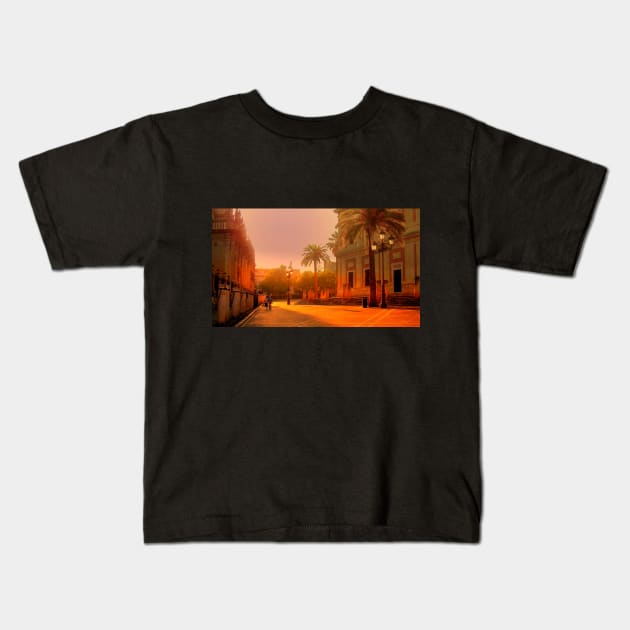 Early Sunday Morning Seville Kids T-Shirt by stevepaint